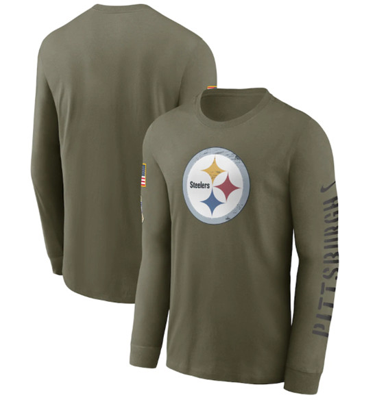 Men's Pittsburgh Steelers 2022 Olive Salute to Service Long Sleeve T-Shirt